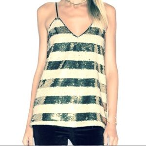 - NWT Blaque Label “Festival” Black Cream All-over Sequined Tank Fully Lined